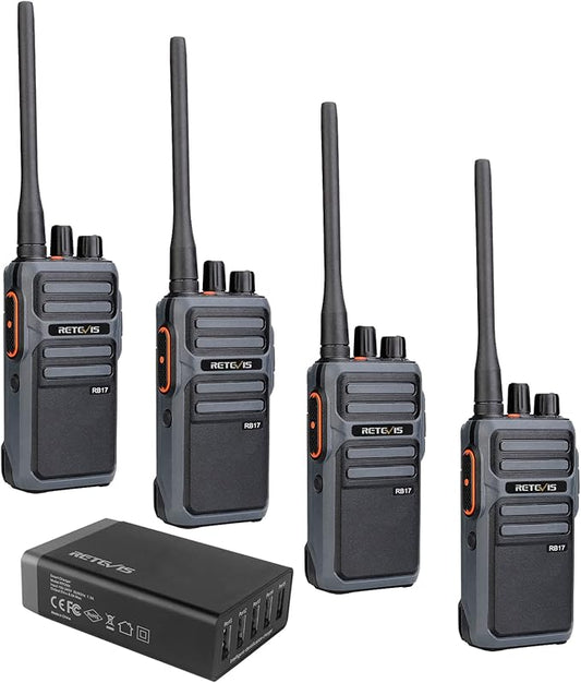 Retevis RB17 Walkie Talkies Long Range,Heavy Duty 2 Way Radios with 4400mAh Large Capacity Battery,Handheld VOX Emergency Alarm,Portable Two Way Radio for Adults Skiing Hunting Hiking(4 Pack)
