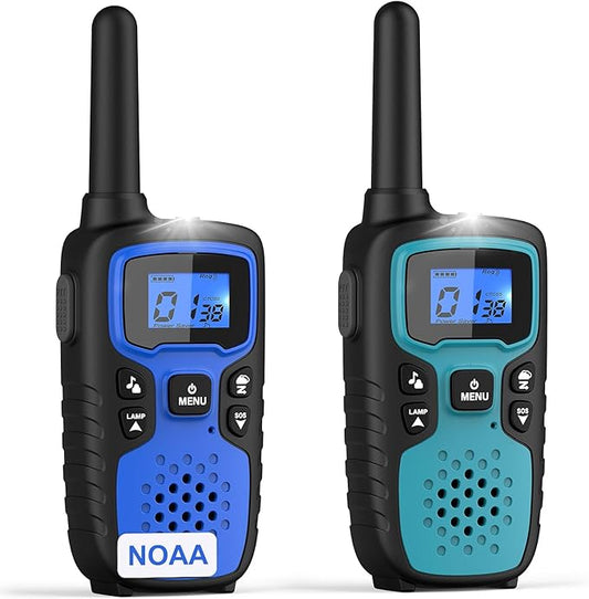 Wishouse Walkie Talkies for Adults-2 Way Radio Long Range,Hiking Accessories Camping Gear Gift for Kids with Flashlight,SOS Siren,NOAA Weather Alert,VOX,22 Channel,Easy to Use(No Battery No Charger)