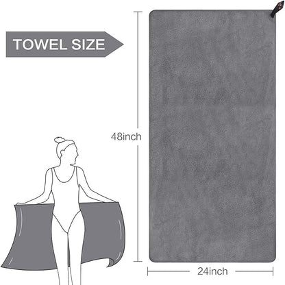 SUNLAND Microfiber Gym Bath Towel Ultra Soft Travel Camping Towel Super Absorbent Swimming Sport Towel for Adults and Children 24inchX48inch