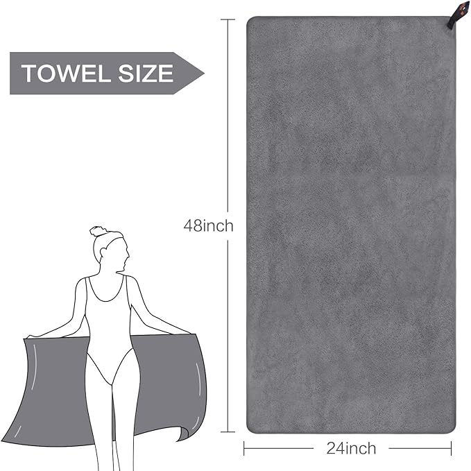 SUNLAND Microfiber Gym Bath Towel Ultra Soft Travel Camping Towel Super Absorbent Swimming Sport Towel for Adults and Children 24inchX48inch