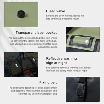 Waterproof Duffel Bag，Roll-Top Heavy Duty Dry Duffle Bag，Motorcycle Dry Bag，with Quick-fixed Straps，with Large Storage Space, Perfect for Traveling, Camping, Kayaking, Fishing & Canoeing (green, 66L)