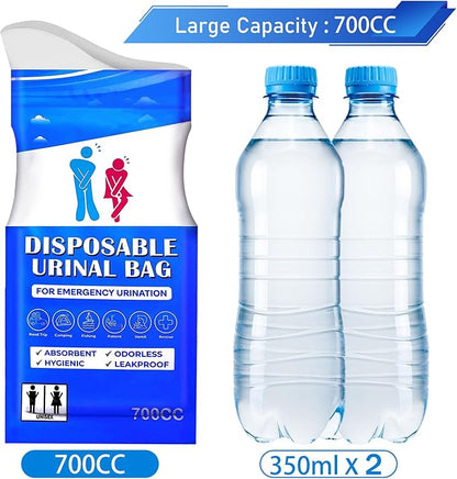 Disposable Urinal Bag, Portable Urine Bag, Portable toilet for adults, Unisex Urinal Bag for Men Women Children, Emergency pee/wee bags, vomit bags for Car, Traffic Jams, Camping, Travel (Blue, 6)