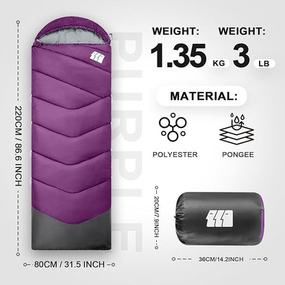 Sleeping Bags for Adults Cold Weather & Warm,Backpacking Camping Sleeping Bag for Tall Girls Boys,Lightweight,Compact,Waterproof Camping Gear for Traveling,Hiking,Hotel,Outdoor & Indoor