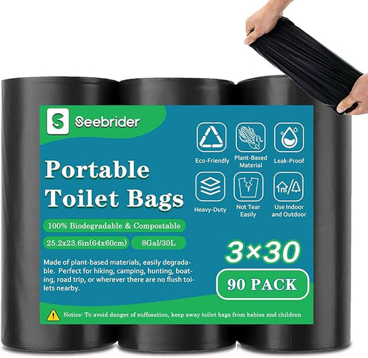 108 Portable Toilet Bags, Biodegradable Camping Toilet Bags 8 Gallon Thickened Portable Potty Bags for 5 Gallon Bucket Toilet Compostable Bags for Adults Outdoor Travel