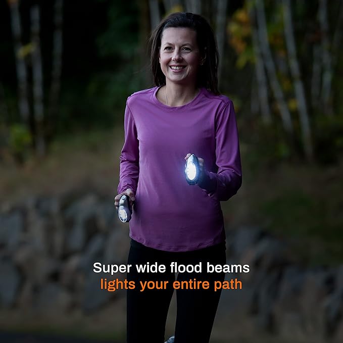 2-Pc Flashlights for Runners and Walkers - Dog Walking Flashlight - Grab and Go Lightweight Night Running Light (Black)