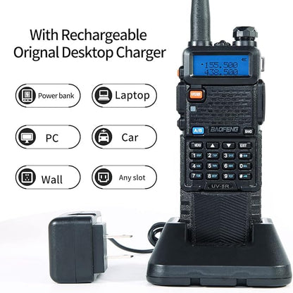 Baofeng UV-5R Ham Radio Long Range UV5R Two Way Radio Dual Band Rechargeable 3800mAh Li-ion Battery High Power Walkie Talkie with Earpiece Full Set for Survival Gear Hiking Hunting,2 Pack