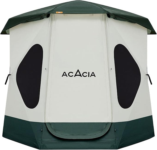 ACACIA Camping Tent, Pop Up Camping Tent with 8 Windows and Footprint, Waterproof Windproof Easy Setup Hub Tent for Family Camping, Hiking and Glamping