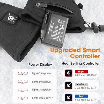 Upgraded Heated Glove Liners for Men Women, Rechargeable Electric Battery Heated Gloves Windproof Winter Glove Liners Thin Gloves Hand Warmer for Ski Snowboarding Hunting