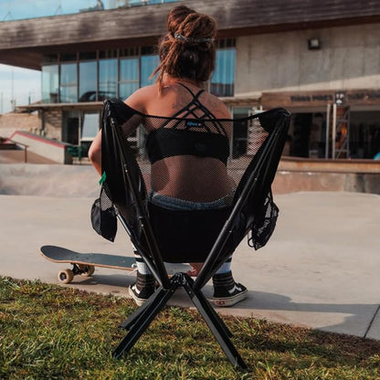 Campster2 Folding Camping Chair – Portable High Chair | 265 Lbs Capacity | Camping Essentials for Beach, Hiking & Car Camping | Compact Outdoor Chair with Carry Bag | Comfortable & Durable (Black)