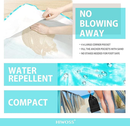 Beach Blanket Waterproof Sandproof Oversized 95”x 80”,Sand Free Beach Mat with Corner Pockets,Portable Mesh Bag for Beach Festival,Picnic,Travel and Outdoor Camping (Tiffany)
