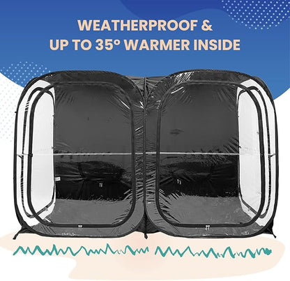 WeatherPod® The Original Shark Tank Side-by-Side™ 2-4 Person Pop-Up Pod - Stay Warm, Dry, and Out of The Sun - Weather Pod for Sports, Rain, or Wind - Simple to Set Up and Tear Down