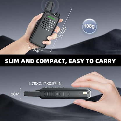 F20 Two Way Radio Long Range Rechargeable,VOX Handsfree, Portable, Small Walkie Talkies for Family Road Trip Camping Hiking (2 Pack)