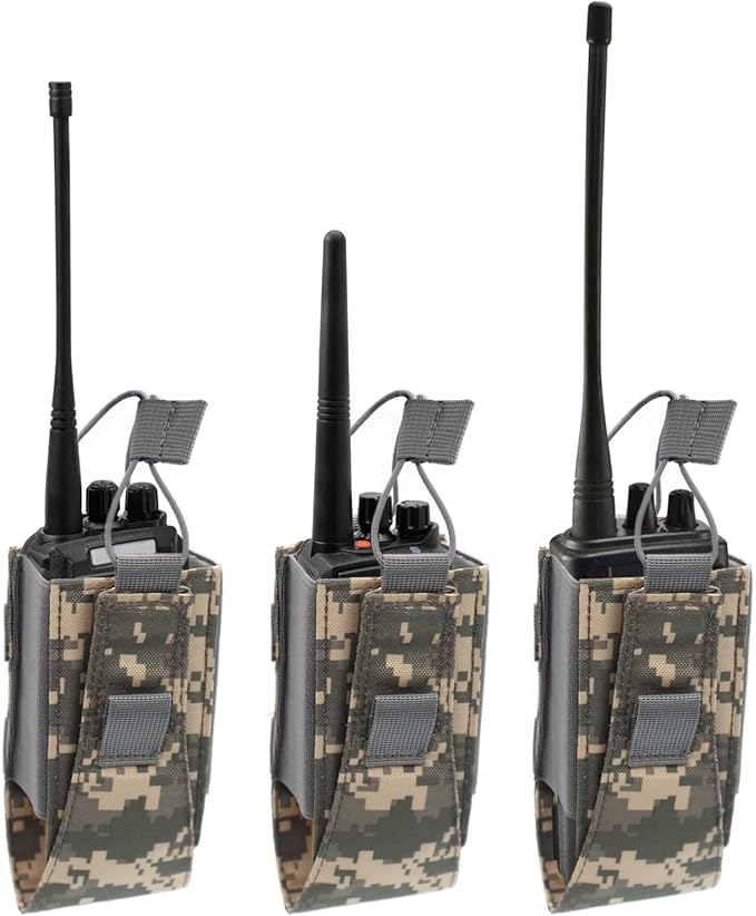 1000D Nylon Tactical Radio Holder Radio Case Radio Pouch Military Molle Radio Walkie Talkie Holder Bag Hunting Magazine Pouches Pocket for Two Ways Walkie Talkies Compatible (ACU)