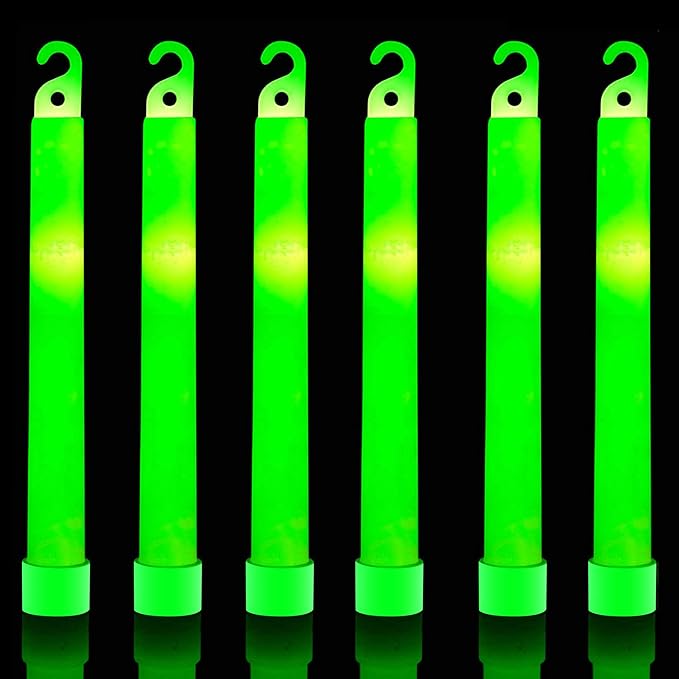 32 Ultra Bright 6 Inch Large Green Glow Sticks - Chem Lights Sticks with 12 Hour Duration - Camping Glow Sticks, Emergency Glow Sticks For Storms Blackouts - Glowsticks for Parties and Kids Activities