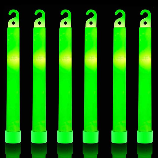 32 Ultra Bright 6 Inch Large Green Glow Sticks - Chem Lights Sticks with 12 Hour Duration - Camping Glow Sticks, Emergency Glow Sticks For Storms Blackouts - Glowsticks for Parties and Kids Activities