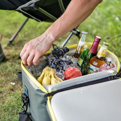 DEROOS Soft Cooler Bag Lightweight Leak Proof Portable Cooler, 35Cans Insulated Waterproof Backpack Deep Freeze 72-Hour Cooler Bag for Hiking Camping Picnic Fishing Beer for Men Women, Grey