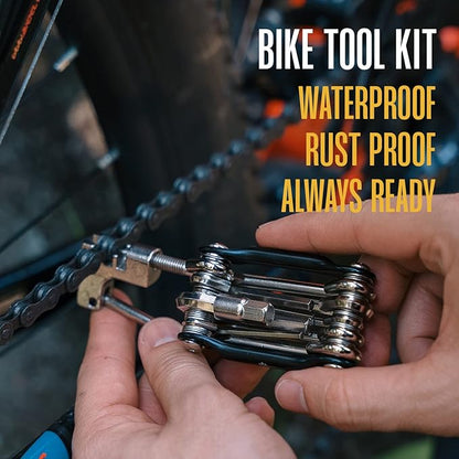 Bike Multitool - Bike Tool Kit -12 In 1 Lightweight Stainless Steel Bicycle Multi tool - Safety Locking, Survival Gear With Hex Key, Screwdriver, Chain Cutting Tool by Hayvenhurst