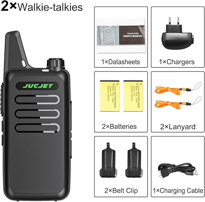 F20 Two Way Radio Long Range Rechargeable,VOX Handsfree, Portable, Small Walkie Talkies for Family Road Trip Camping Hiking (2 Pack)