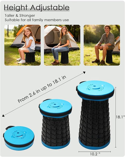 18-inch Heavy Duty Collapsible Stool with Cushion - 800 lbs Capacity, 2.6 lbs Lightweight Portable Folding Stool for Camping, Travel, Music Festivals and Other Outdoor Events