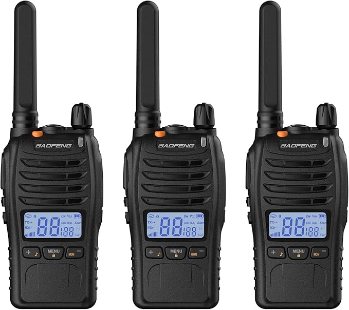 Baofeng BF-88ST Pro Walkie Talkies - 3 Pack, Long Range Radios Walkie Talkies for Kids and Adults, Upgraded from BF-88ST NOAA VOX Dual Watch, with Desktop Charger and Earpieces (Black)