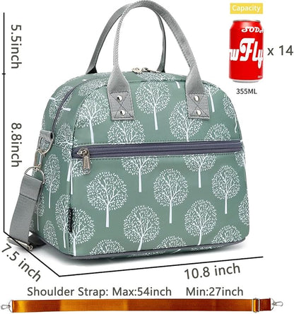 FlowFly Insulated Lunch Bag With Shoulder Strap for Women, Men, and Kids, Large and Reusable, Handle, Freezable Work and School Travel Tote and Meal Prep Organizer,Dandelion
