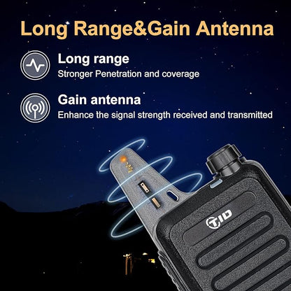 TIDRADIO TD-M8s Radios Walkie Talkies for Adults Long Range,Rechargeable Two Way Radio with Earpieces,6 Way Multi Gang Charger and Wireless Programmer,for School Church Restaurant Business (6 Pack)