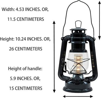 YAKii LED Vintage Lantern Metal Hanging Hurricane Lantern 12 LED Dimmer Switch Warm White Battery Operated Power Outage Indoor Camping Lighting Outdoor Brooklyn (Black 2 Pack)