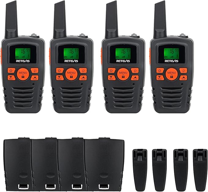 Retevis RA35 Walkie Talkie for Adults Kids, Long Range Walkie Talkies, Family 2 Way Radio 22 FRS Channels with LED Flashlight VOX LCD Display, for Women Kids Camping Hiking Cruise Ship(4 Pcs)