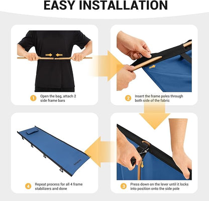 KingCamp Camping Cot, Folding Portable Heavy Duty Ultralight Cots for Adults Camping Tent Hiking Backpacking Mountaineering Travel Indoor Outdoor Indoor Base Camp with Pillow, Support 265 Lbs