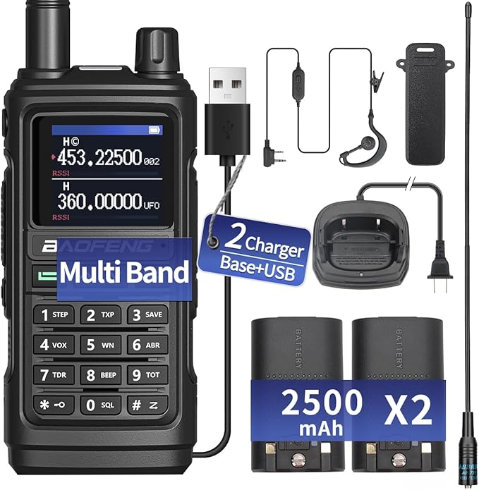 BAOFENG Ham Radio Long Range Handheld (Upgraded of UV-5R) UV-17M Walkie Talkies with Extra Battery,NOAA Weather Receiver,Frequency Copy, Type-C Charger,999CH Two Way Radio for Camping Hunting