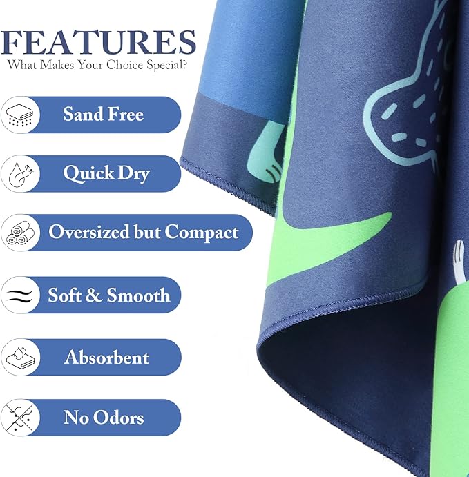 Your Choice Microfiber Beach Towels, Sand Free Beach Towel, Quick Dry Beach Towel, Extra Large Beach Towels for Adults, Kids (67x35 Inch, 60x30 Inch), Travel Towel, Camping Towel