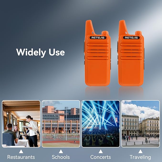 Retevis RT22 Rechargeable Walkie Talkies, Long Range Two Way Radio for Adults, Portable Handheld Radio, Voice Activated, Emergency Alarm, Outdoor Hiking Travel(4 Pack, Orange)