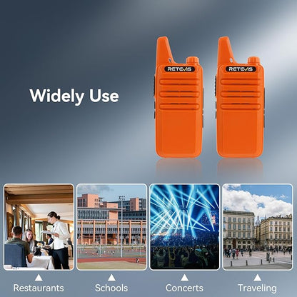 Retevis RT22 Rechargeable Walkie Talkies, Long Range Two Way Radio for Adults, Portable Handheld Radio, Voice Activated, Emergency Alarm, Outdoor Hiking Travel(4 Pack, Orange)