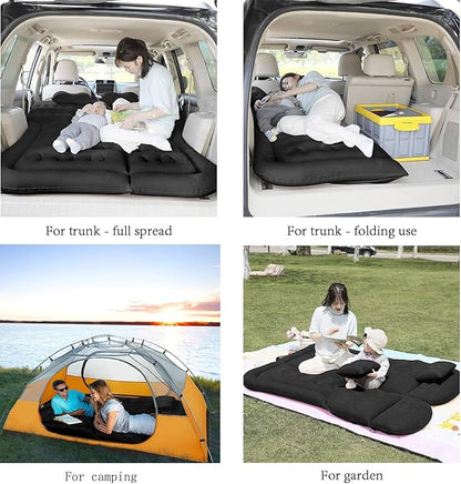 SAYGOGO SUV Air Mattress Camping Bed Cushion Pillow Inflatable Thickened Car Air Bed Mattress with Electric Air Pump Portable Sleeping Pad for Travel Camping Upgraded Version Black