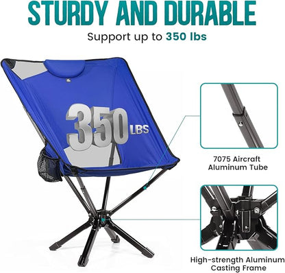 Portable High Back Camping Chair with Adjustable Height, Small Compact Outdoor Folding Chair for Adults Travel, Riselite Collapsible Lightweight Packable Camp Chairs, Easy Carry and Quick Setup