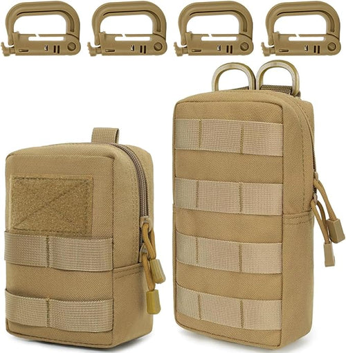 MUCHER 2 Pack Molle Pouches Tactical Pouches EDC Pouch Organizer Molle Bag Utility Pouch with 4 Carabiners for Outdoor Hiking Hunting Camping Training