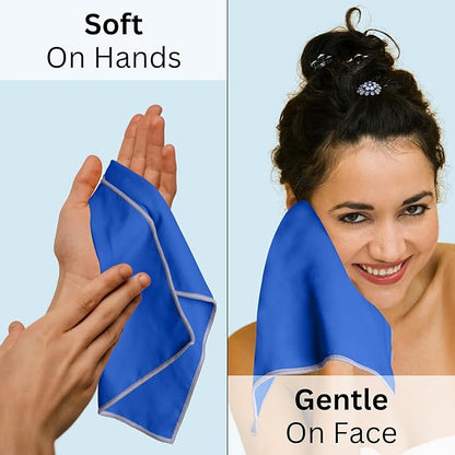 Backpacking Ultralight Quick Dry Microfiber Soft Fast Drying Hand and Face Towel Wash Cloth Camping Yoga Hiking Active Lifestyle Small (Blue)