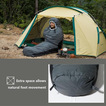 BISINNA Mummy Sleeping Bag for Adults 14-41℉ Cold Weather Camping Sleeping Bags with Compression Sack for Backpacking Hiking Traveling