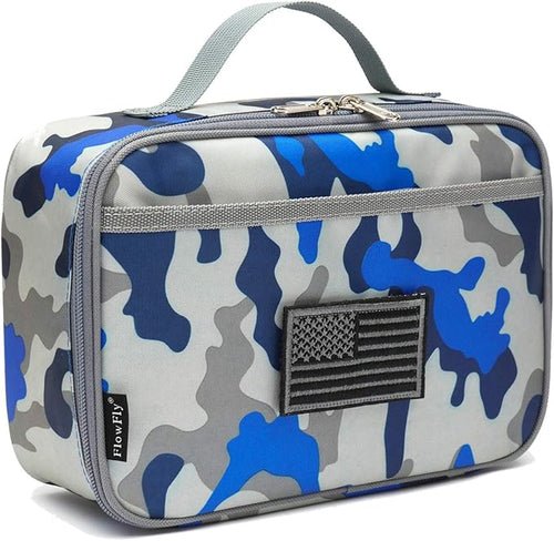 FlowFly Kids Lunch box Insulated Soft Bag Mini Cooler Back to School Thermal Meal Tote Kit for Girls, Boys, Flag