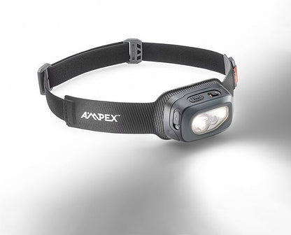 AMPEX Head Lamp - Comfortable, Waterproof Headlamp Rechargeable with Bright LED, 85h Runtime, Red Mode - Outdoor Use, Hiking, Backpacking - 300 Lumens
