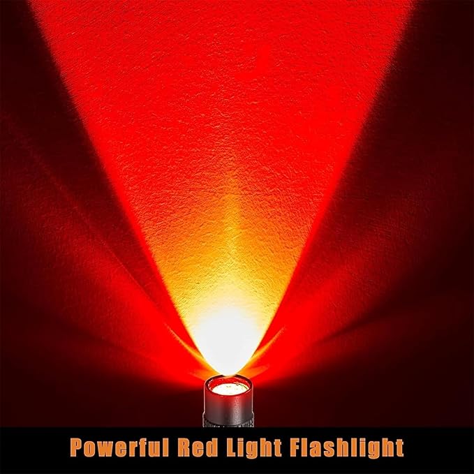 MODOAO Red Light Flashlight, 3 Modes Red Led Flashlight, Focus Zoomable,Use in Night Observation and Outdoor Activities for Camping, Hiking, Night Vision (10)