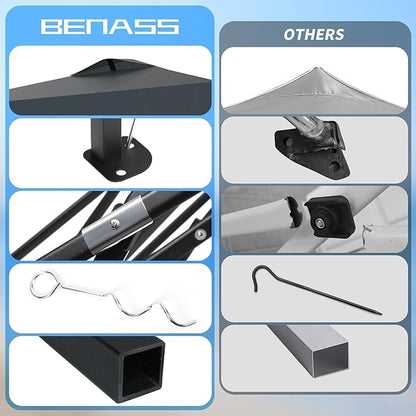 10x10 Pop Up Canopy with Sidewalls, Easy Up Canopy Tent, Heavy Duty Tents for Parties, One Person Set Up Event Tent, Grey