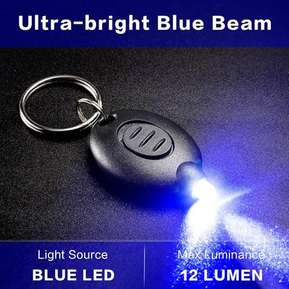 8 Pack Ultra Bright Blue Light Keychain Flashlight, Mini Blue LED Keychain Flashlight, Blue Keychain Flashlight for Night Observation