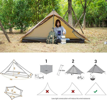 3F UL Gear Lanshan PRO Lanshan Ultralight Tent 3 Season Backpacking Tent for 1 Person, Waterproof Professional Tents for Camping, Trekking, Kayaking, Climbing, Hiking