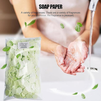 1000 Sheets Green Portable Disposable Paper Soap, Portable Travel Hiking Washing Hand Bath Toiletry Paper Soap, Gentle Soap Papers for Soap Paper Soap Fragrance