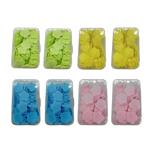 8 Boxes Disposable Scented Soap Sheets, Dissolvable Mini Petal Sheets for Children and Adults Camping Outdoor Hand Washing (4 Flavors)