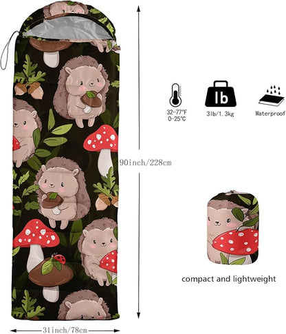 QOOMO Animals Camping Sleeping Bags,3 Season Warm & Cool Weather,Lightweight,Waterproof Sleeping Bags for Adults & Kids,Traveling,and Outdoors,Camping Gear Equipment