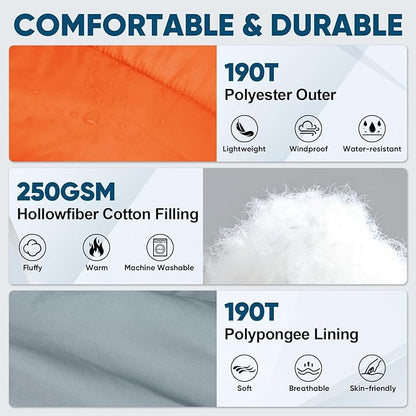 PTEROMY Sleeping Bags for Adults, Lightweight Water Resistant Backpacking Camping Sleeping Bag for Warm Cold Weather, Camping Essentials for Hiking Outdoor Travel