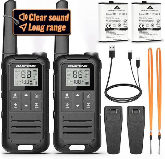 Baofeng Walkie Talkies F22 Long Range Walkie Talkies for Adults with 22 FRS Channels, Family Walkie Talkie with LCD Display Flashlight VOX for Camping Hiking Accessories Gear Toys Two Way Radio