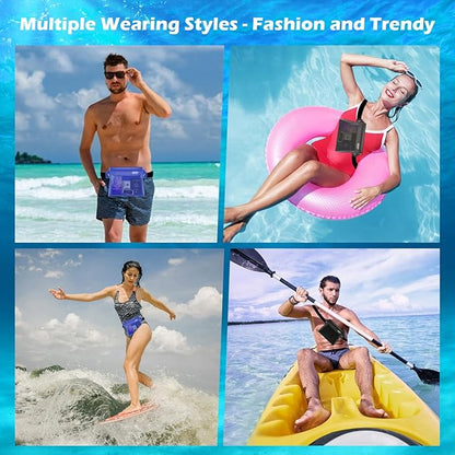 Labeol Waterproof Phone Pouch, 3 Pack With Waist Strap, Fanny Pack to Keep Valuables Dry, Beach Accessories for Swimming Kayaking Boating Fishing